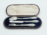 Victorian Boxed Sterling Silver Christening Cutlery Set Antique 1891 Birmingham