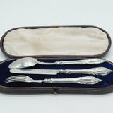 Victorian Boxed Sterling Silver Christening Cutlery Set Antique 1891 Birmingham