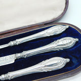 Victorian Boxed Sterling Silver Christening Cutlery Set Antique 1891 Birmingham