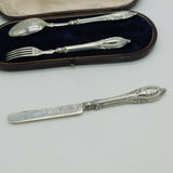 Victorian Boxed Sterling Silver Christening Cutlery Set Antique 1891 Birmingham