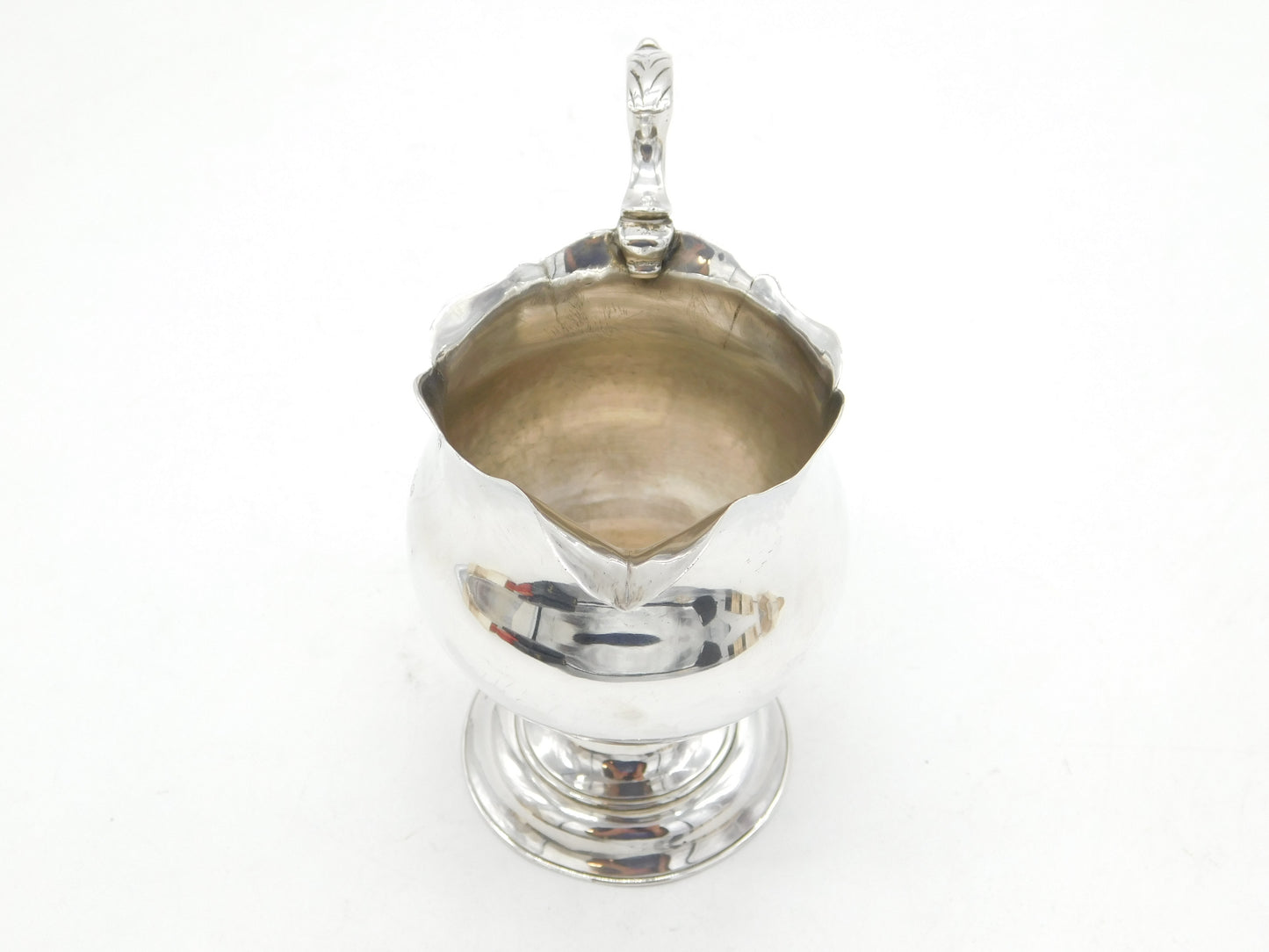George III Sterling Silver Crested Pedestal Cream Jug Antique 1763 London