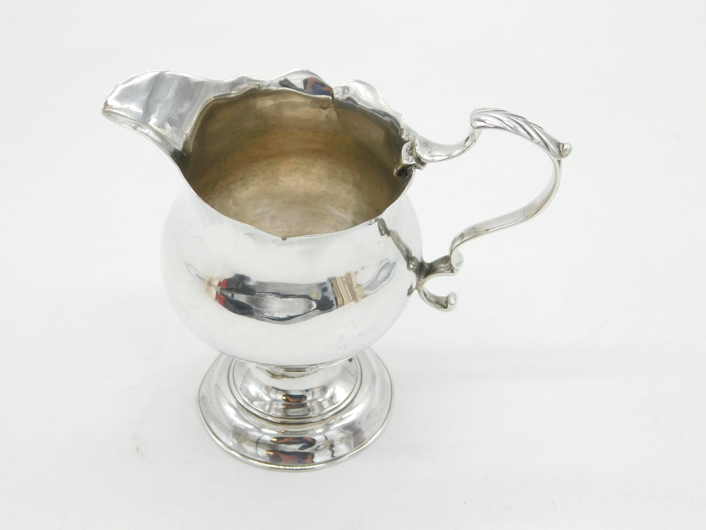 George III Sterling Silver Crested Pedestal Cream Jug Antique 1763 London