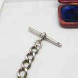Victorian Sterling Silver Double Albert Watch Chain & Coin Fob Antique 1897