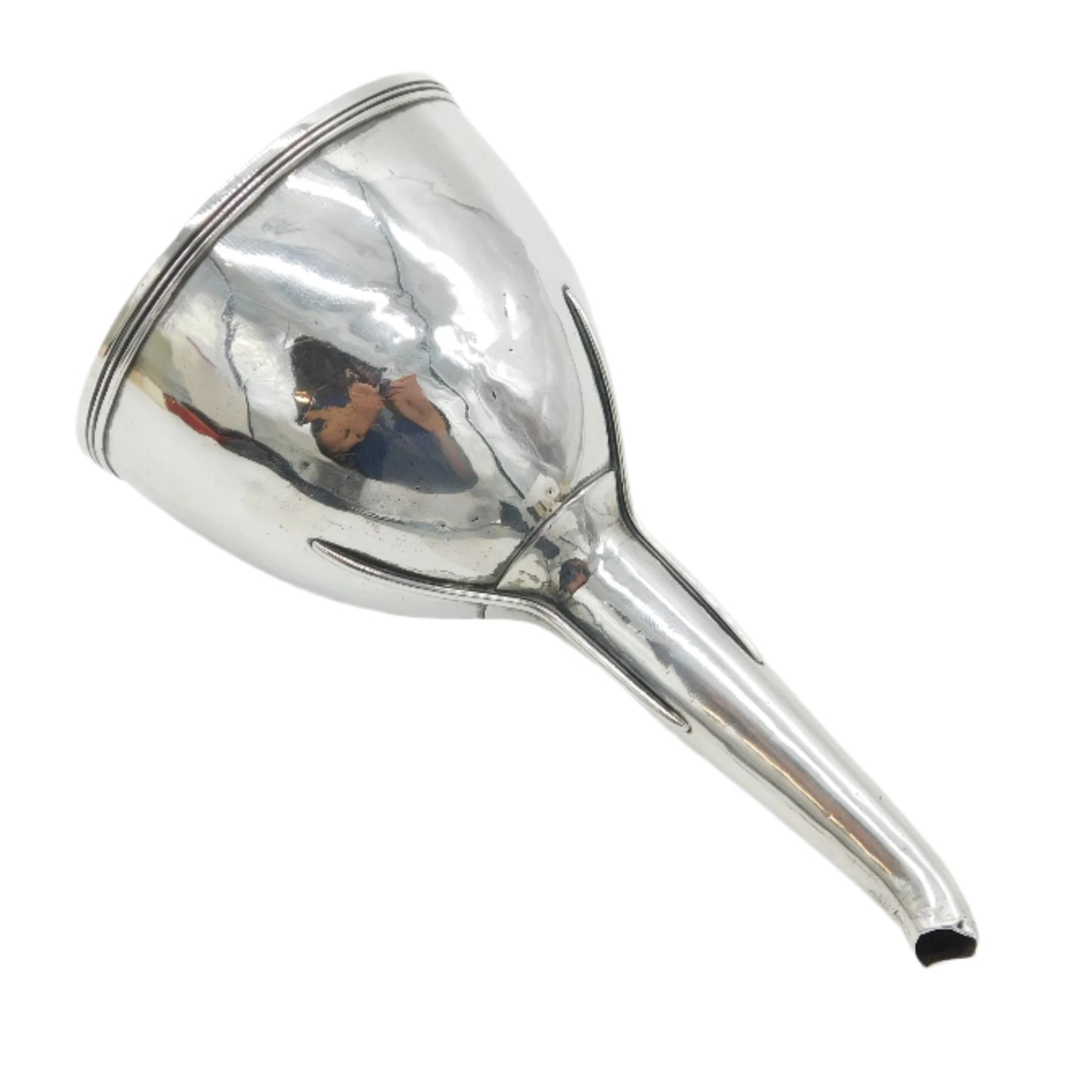 Silver funnel on a white background