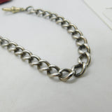Victorian Sterling Silver Double Albert Watch Chain & Coin Fob Antique 1897