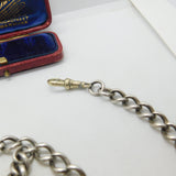 Victorian Sterling Silver Double Albert Watch Chain & Coin Fob Antique 1897