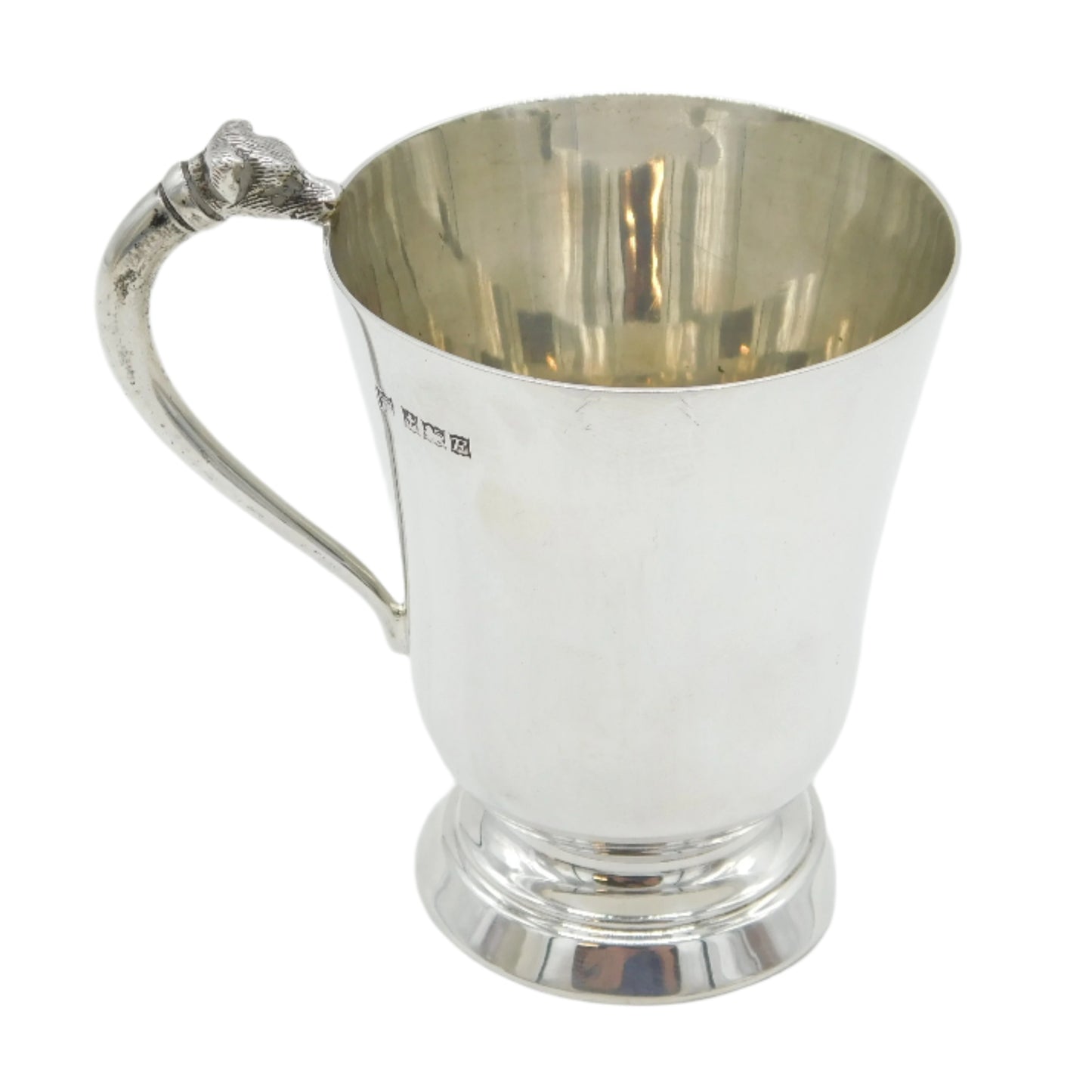 Sterling Silver Terrier Dog Handled Christening Mug Vintage 1966 Birmingham