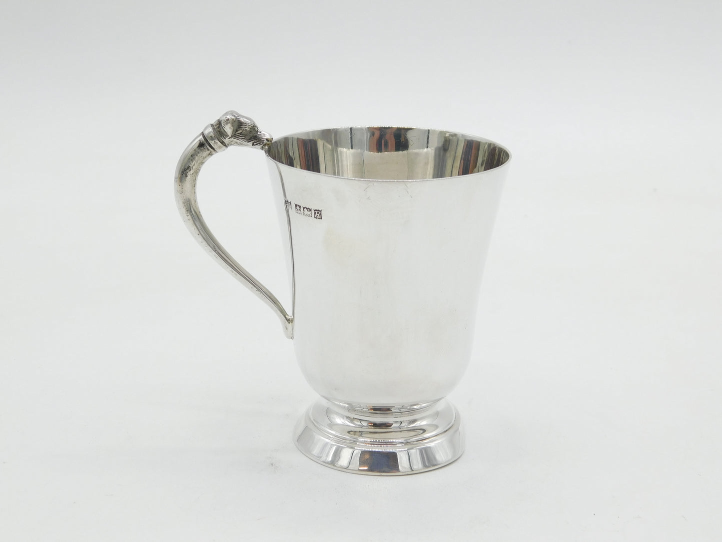 Sterling Silver Terrier Dog Handled Christening Mug Vintage 1966 Birmingham