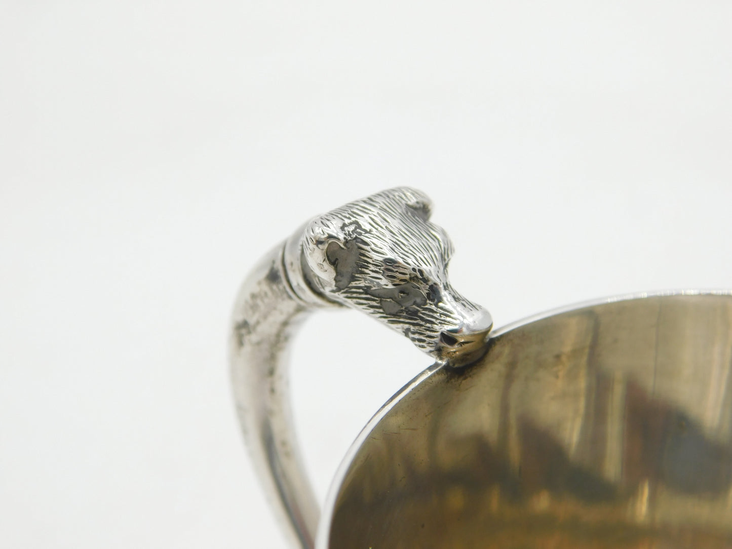Sterling Silver Terrier Dog Handled Christening Mug Vintage 1966 Birmingham