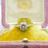 9ct Yellow Gold & Diamond Paste Solitaire Ring Vintage c1970 Sheffield