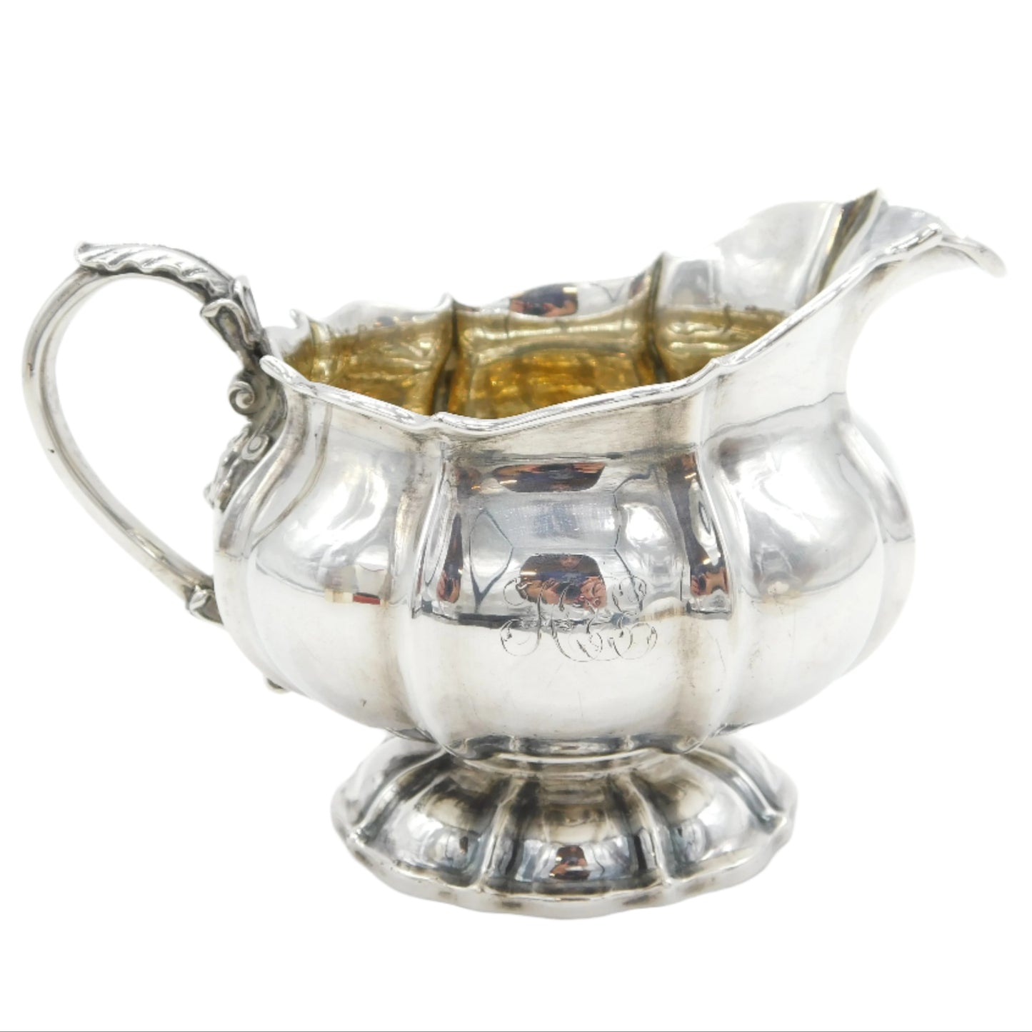 George IV Large Sterling Silver Fluted Cream Jug Antique 1826 London