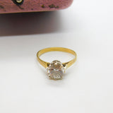 9ct Yellow Gold & Diamond Paste Solitaire Ring Vintage c1970 Sheffield