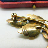 Denmark JEMAX Sterling Silver & Green Enamel Leaf Brooch Antique c1940 Art Deco