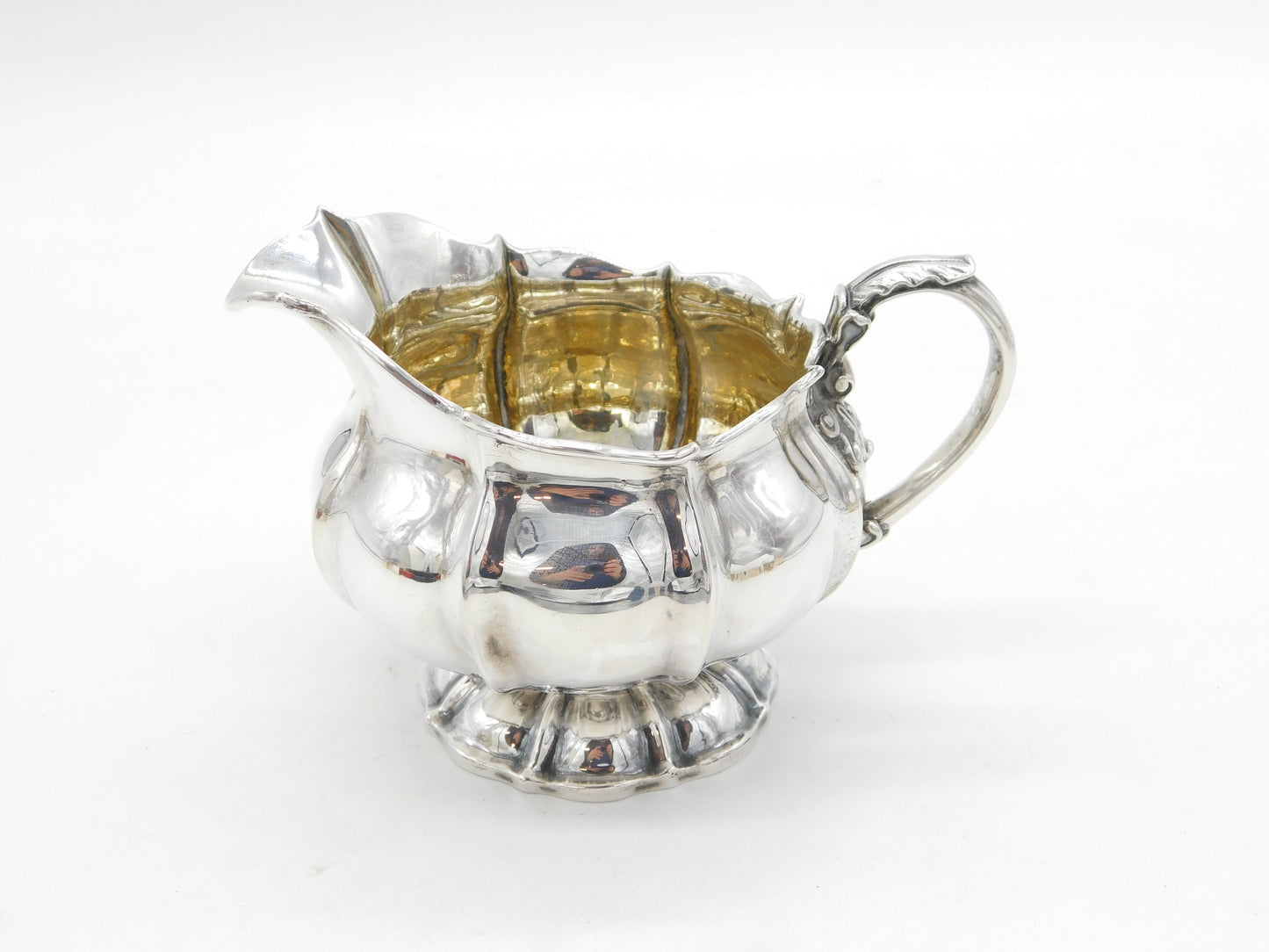 George IV Large Sterling Silver Fluted Cream Jug Antique 1826 London