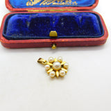 14ct Yellow Gold & Pearl Set Daisy Floral Pendant Antique c1920 Art Deco