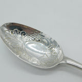 George II Sterling Silver Boar Crest Floral Serving Spoon Antique 1745 London