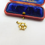 14ct Yellow Gold & Pearl Set Daisy Floral Pendant Antique c1920 Art Deco