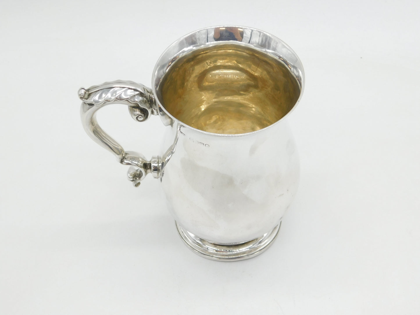 Victorian Sterling Silver Scrolled Baluster Pint Tankard Antique 1887 London