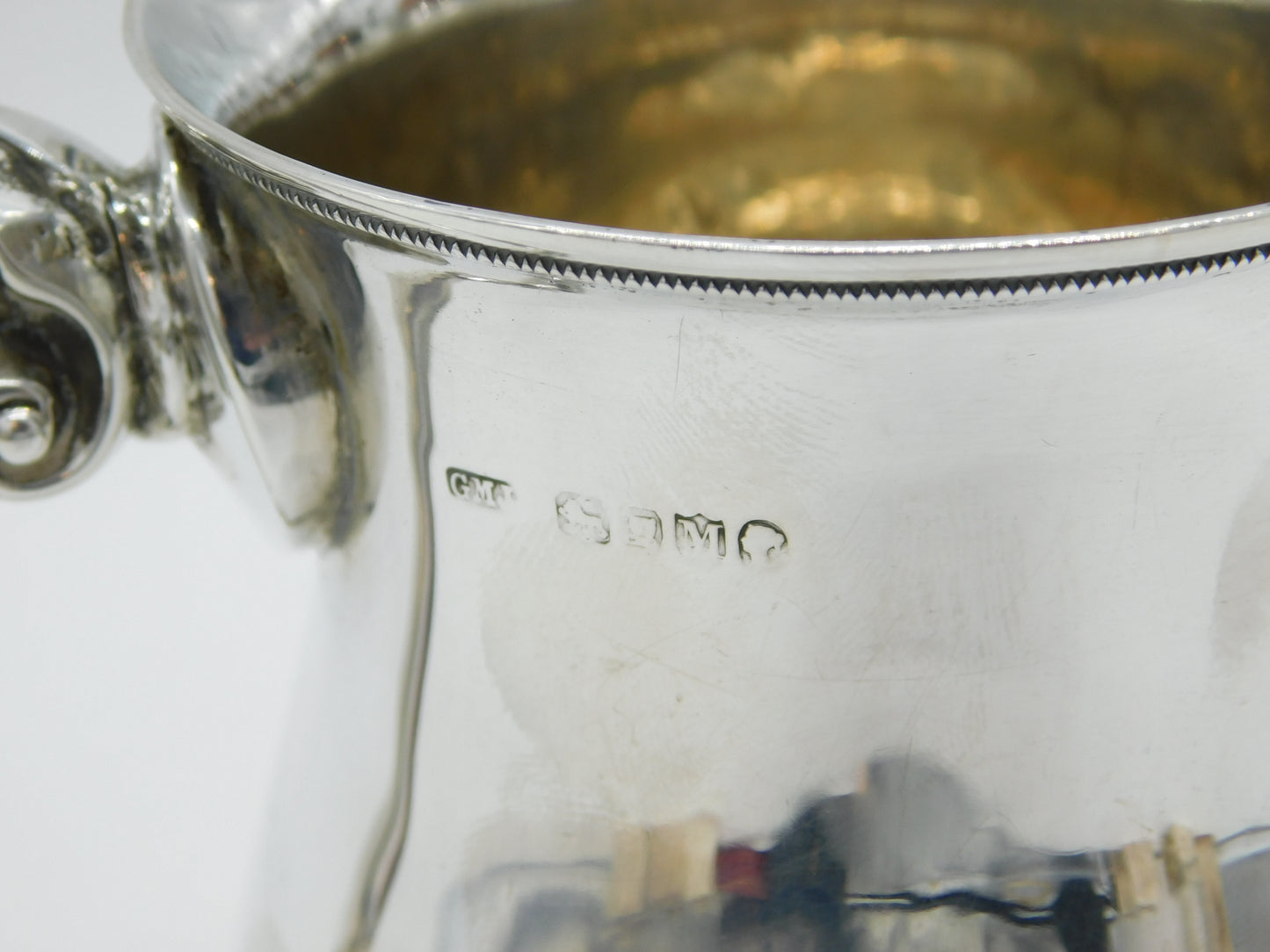 Victorian Sterling Silver Scrolled Baluster Pint Tankard Antique 1887 London