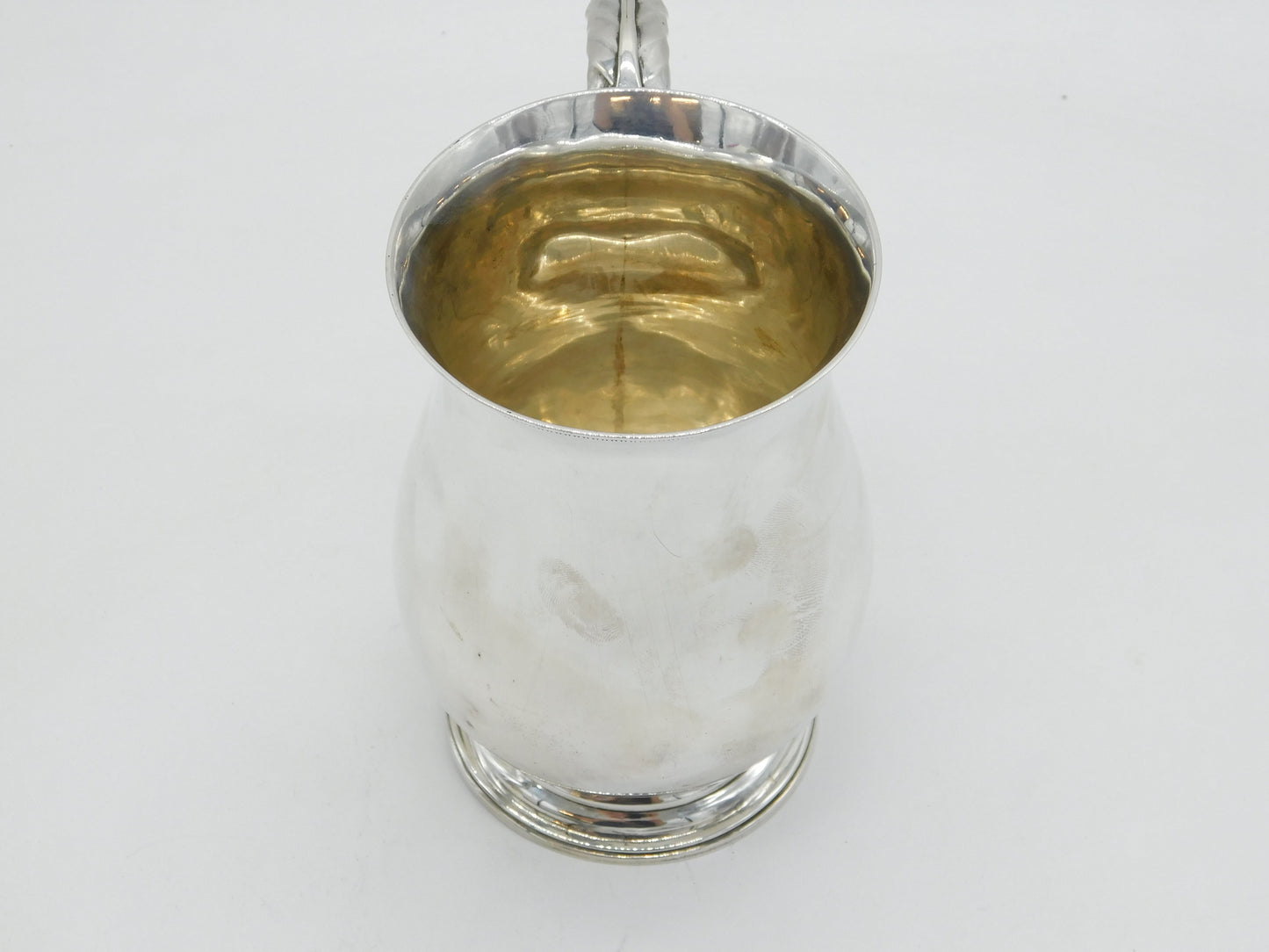 Victorian Sterling Silver Scrolled Baluster Pint Tankard Antique 1887 London