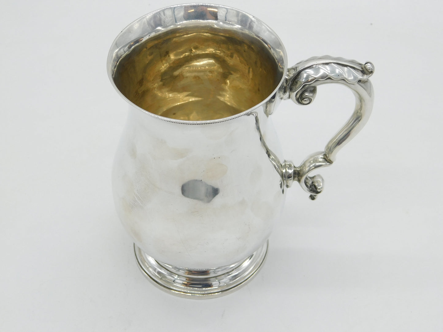 Victorian Sterling Silver Scrolled Baluster Pint Tankard Antique 1887 London
