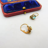 14ct Yellow Gold, Diamond Paste & Cabochon Opal Floral Earrings Antique c1920