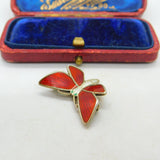 Norwegian Sterling Silver & Enamel Butterfly Dragonfly Brooch Mid-Century c1950