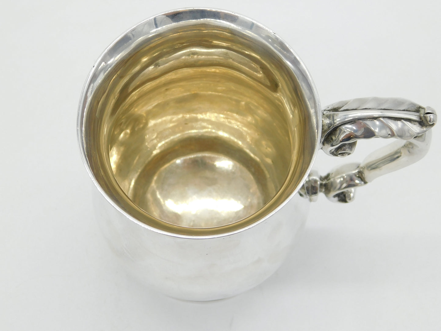 Victorian Sterling Silver Scrolled Baluster Pint Tankard Antique 1887 London