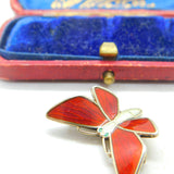 Norwegian Sterling Silver & Enamel Butterfly Dragonfly Brooch Mid-Century c1950