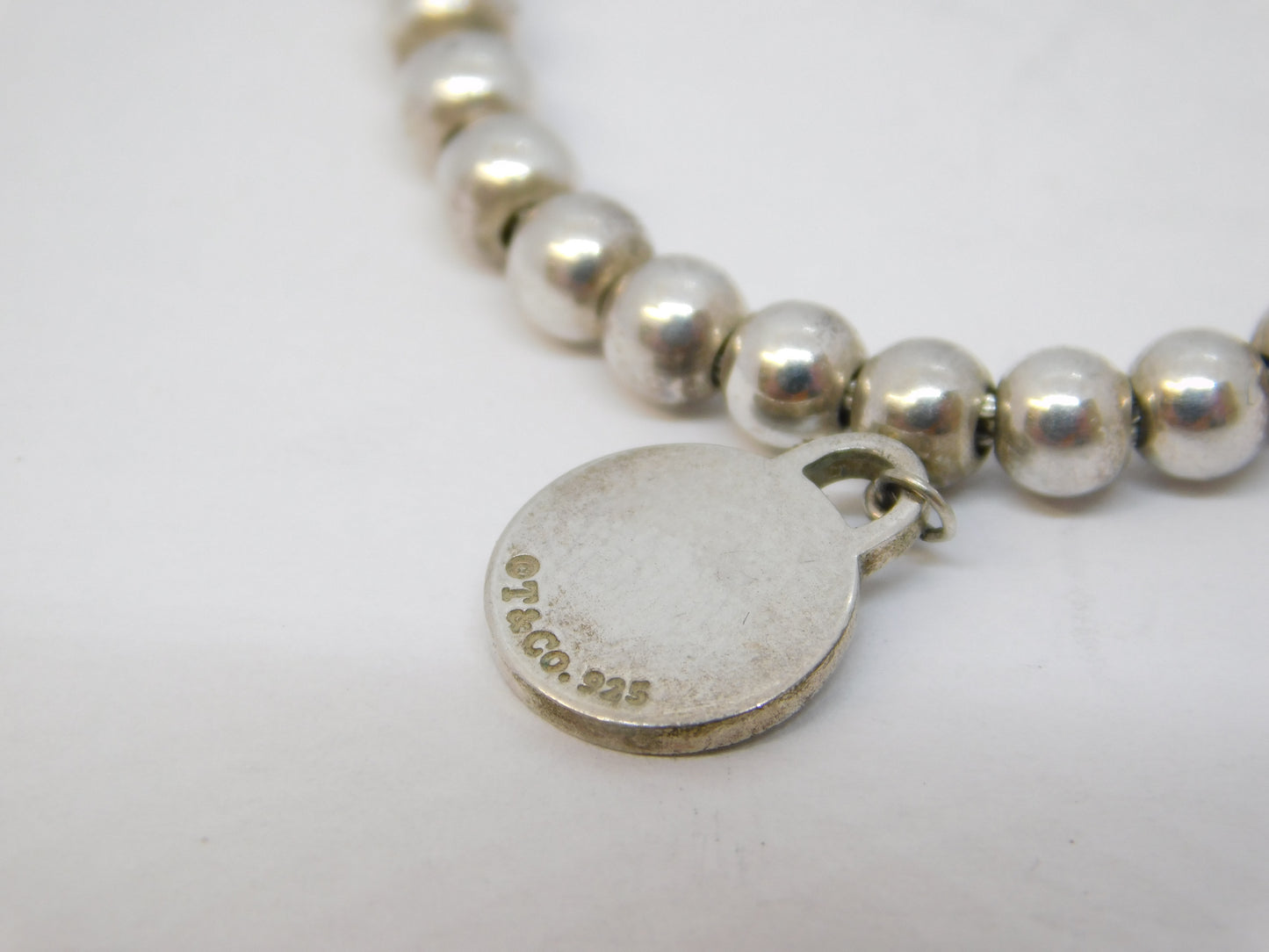 Tiffany & Co. Sterling Silver Beaded Bracelet with Tag Vintage c2000 16.5cm