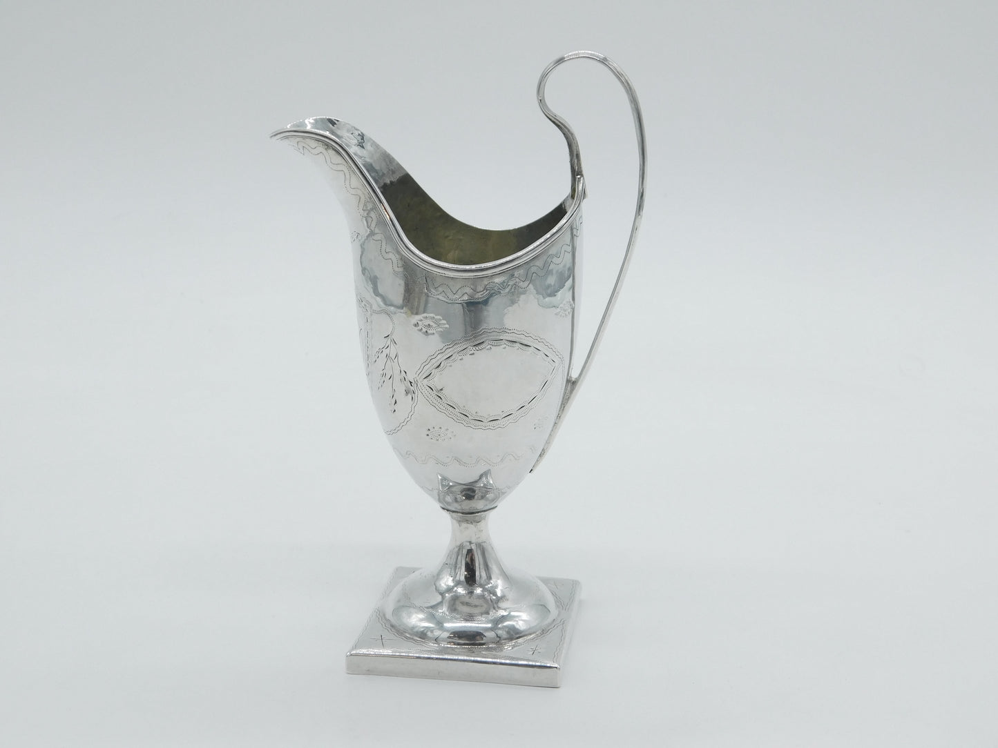 George III Sterling Silver Floral Helmet Cream Jug Antique c1800 Sheffield