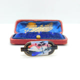 Norway Sterling Silver & Enamel Winter Scene Brooch Antique c1930 Art Deco