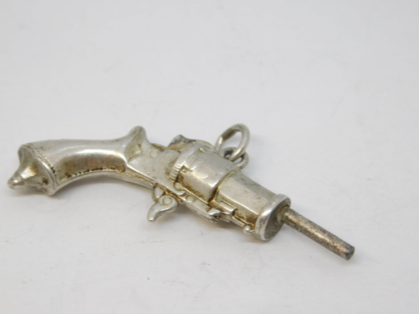 Victorian Sterling Silver Novelty Pistol Form Watch Key Fob Antique c1890