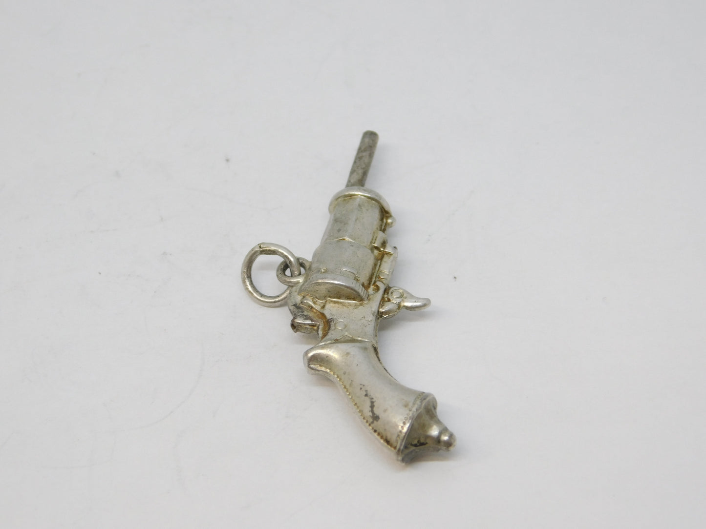 Victorian Sterling Silver Novelty Pistol Form Watch Key Fob Antique c1890