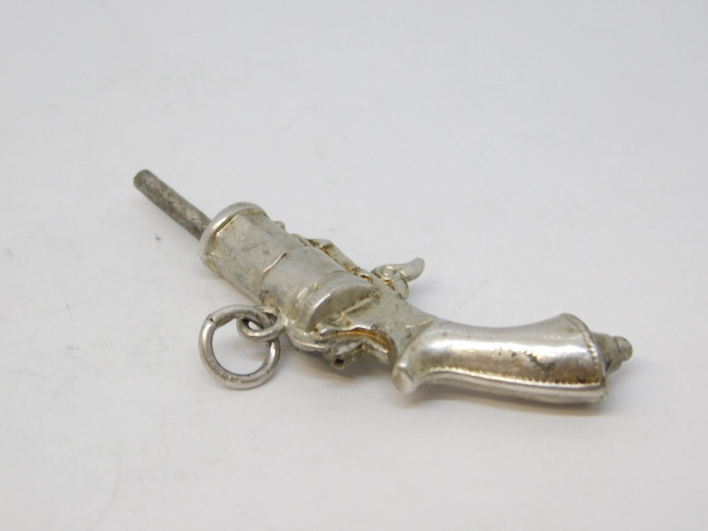 Victorian Sterling Silver Novelty Pistol Form Watch Key Fob Antique c1890