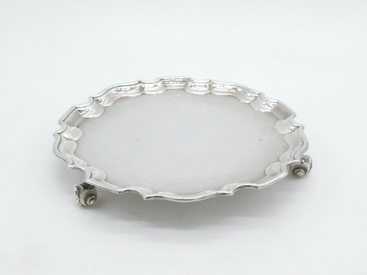 George III Scottish Provincial Sterling Silver Crested Salver Dish Antique c1790