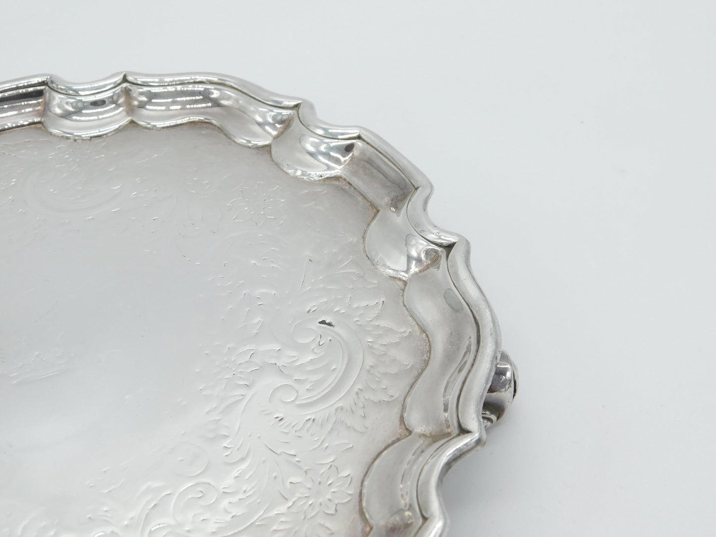 George III Scottish Provincial Sterling Silver Crested Salver Dish Antique c1790
