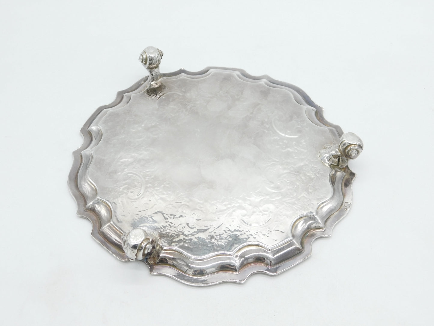 George III Scottish Provincial Sterling Silver Crested Salver Dish Antique c1790
