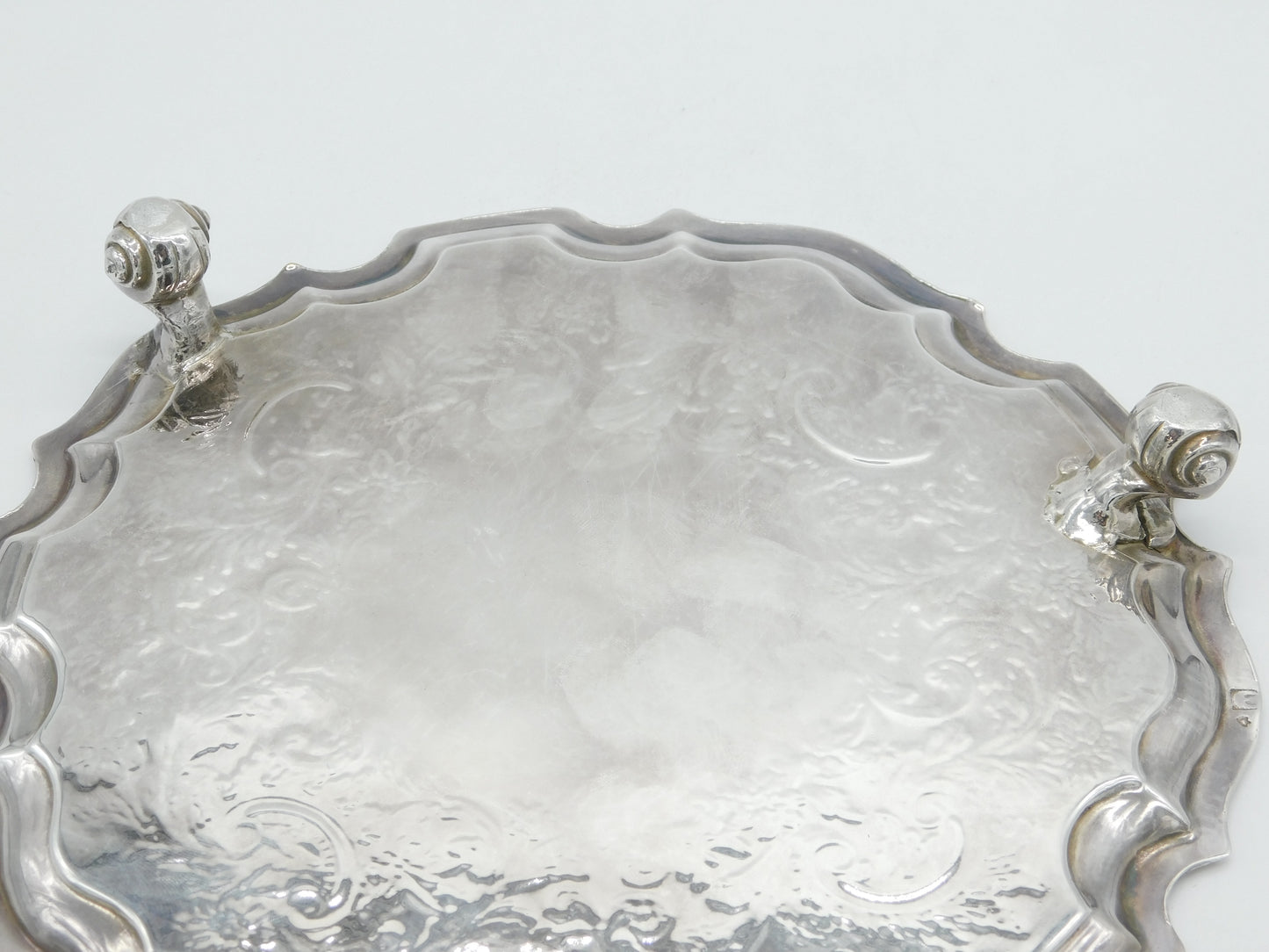 George III Scottish Provincial Sterling Silver Crested Salver Dish Antique c1790