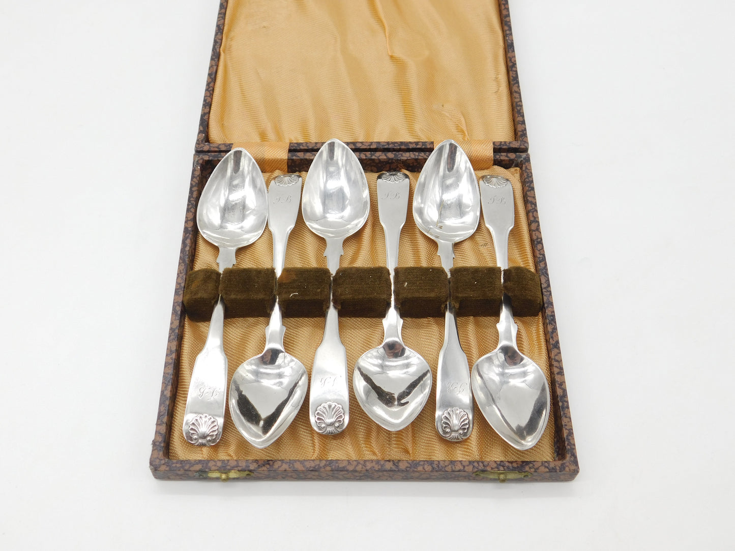 Set of Six Boxed Georgian Sterling Silver Teaspoons 1812 Edinburgh Antique
