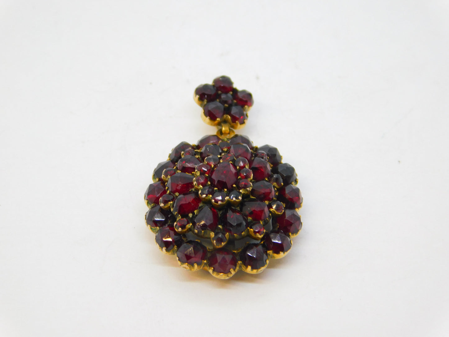 19th Century Austro-Hungarian 9ct Gold & Garnet Locket Pendant Antique c1860