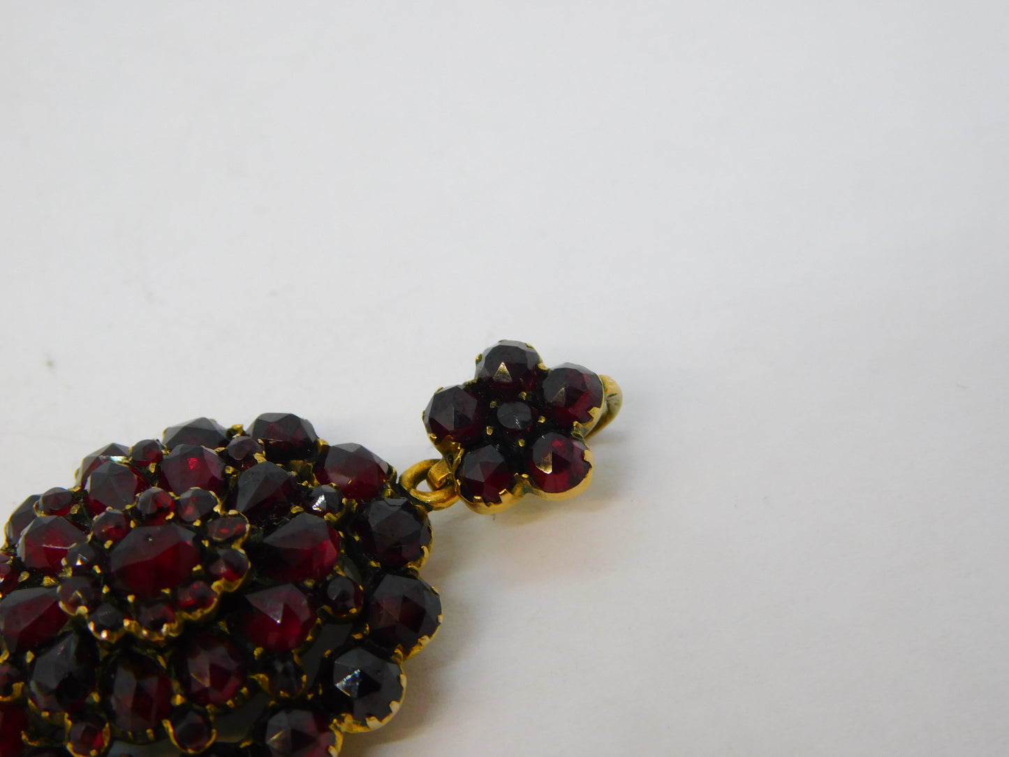 19th Century Austro-Hungarian 9ct Gold & Garnet Locket Pendant Antique c1860