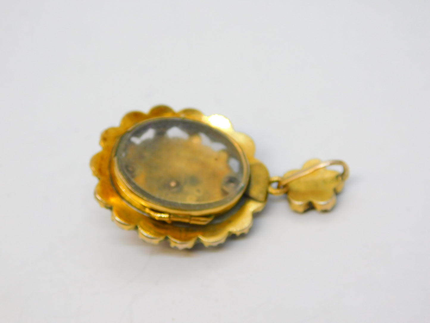 19th Century Austro-Hungarian 9ct Gold & Garnet Locket Pendant Antique c1860