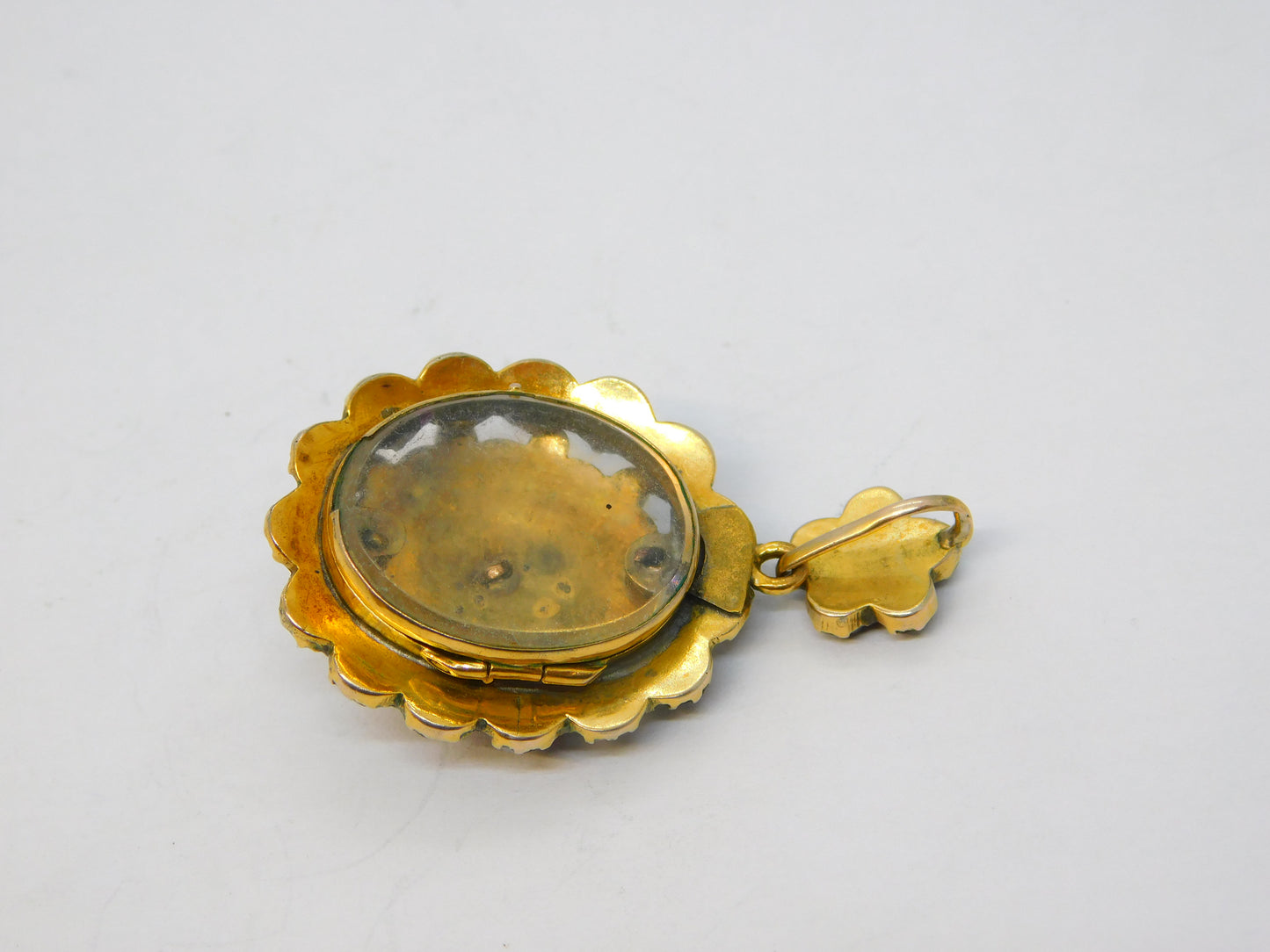 19th Century Austro-Hungarian 9ct Gold & Garnet Locket Pendant Antique c1860