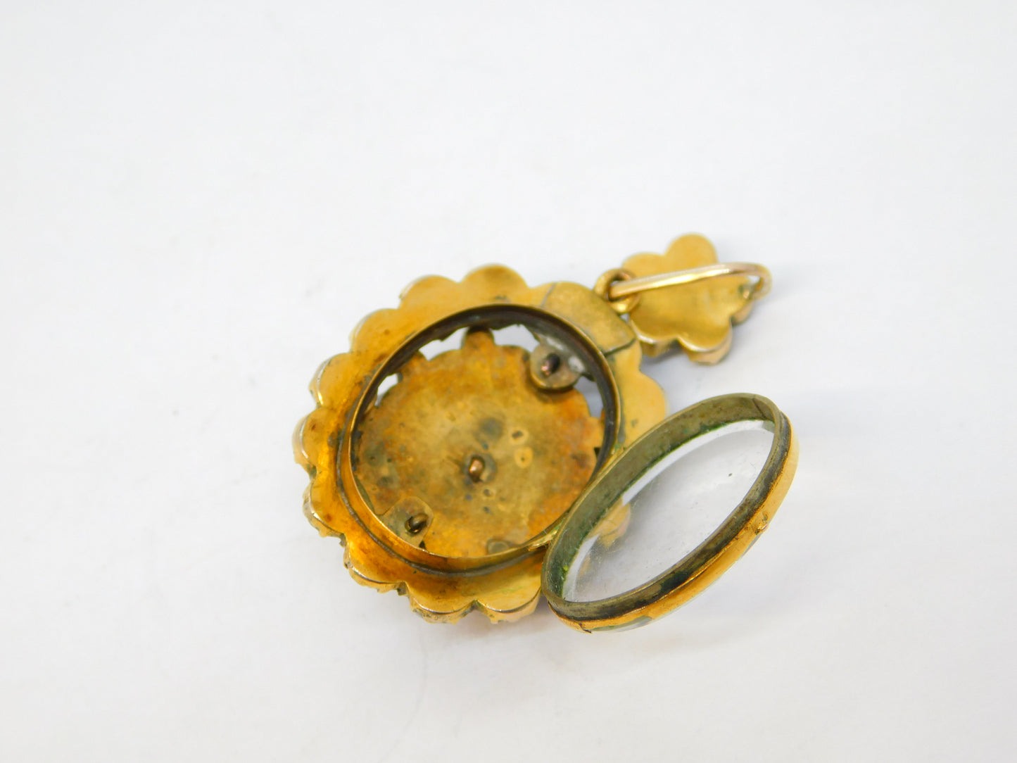 19th Century Austro-Hungarian 9ct Gold & Garnet Locket Pendant Antique c1860