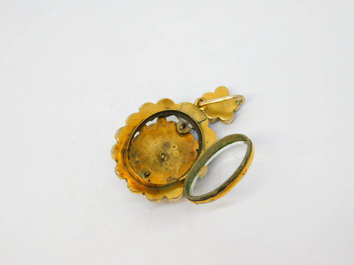 19th Century Austro-Hungarian 9ct Gold & Garnet Locket Pendant Antique c1860