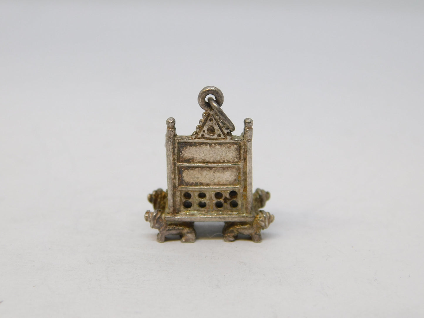 Sterling Silver Royal Coronation Throne with Stone of Scone Charm Vintage c1950