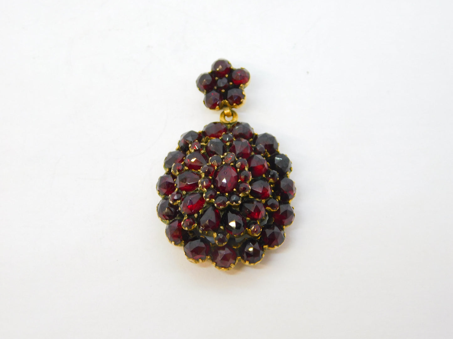 19th Century Austro-Hungarian 9ct Gold & Garnet Locket Pendant Antique c1860