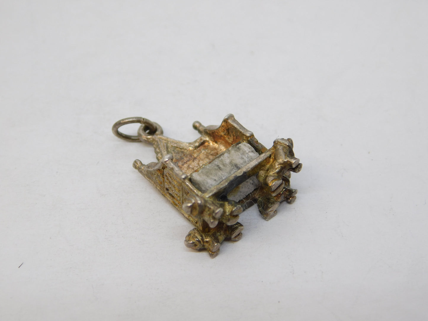 Sterling Silver Royal Coronation Throne with Stone of Scone Charm Vintage c1950