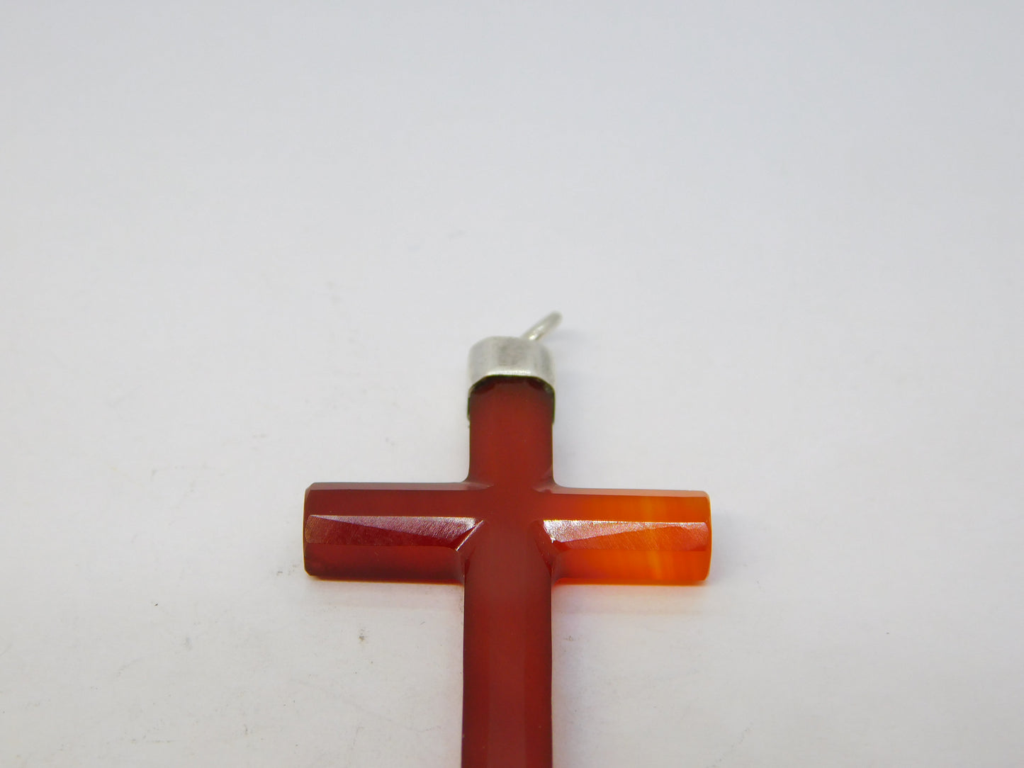 Victorian Sterling Silver Mounted Red Agate Cross Pendant Antique c1880
